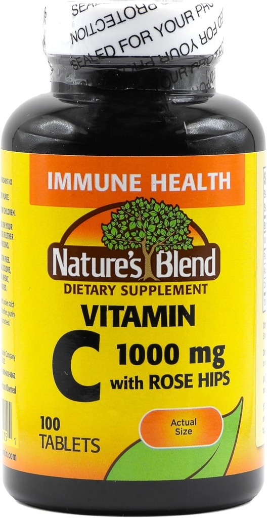 Nature 's Blend Vitamin C 1000mg w / Rose Hips Tablets 100 ct