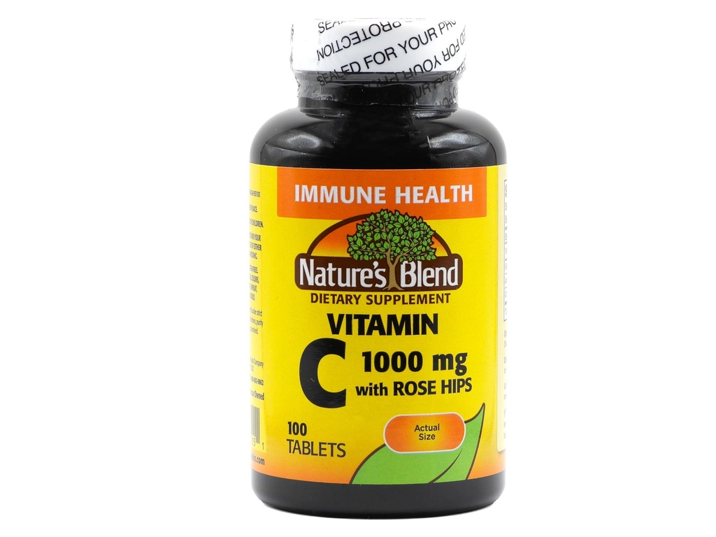 Nature 's Blend Vitamin C 1000mg w / Rose Hips Tablets 100 ct