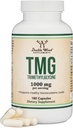 Dobbelt Wood Kosttilskud TMG Trimethylglycin Supplement 1.000mg per servering, 180 Kapsler (TMG Kosttilskud til homocystein kontrol) Ægte TMG med Fishy Duft, Gluten Free, Non- GMO