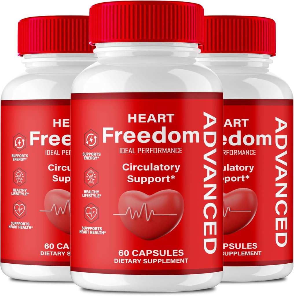 Heart Freedom Capsules, Official HeartFreedom Pills - Energi og sundhed maksimal styrke, Heart Freedom Circulation Support Capsules, Alle naturlige Glyco Optimizer, Premium Formel Anmeldelser (3 Pack)