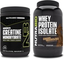 Nutrabio Creatin monohydrat, Unflavored, 300g og Whey Protein Isolate, hollandsk chokolade, supplement Bundle - Muskelenergi, Lean muskelvækst, Inddrivelse, og styrke