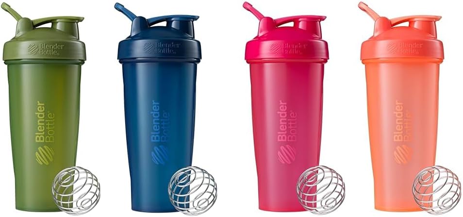 BlenderFlaske 2-Pack 28-Ounce Classic Shaker Flasker til Protein Shakes og Pre Workout, Moss / Moss og Navy / Navy og All Pink og Coral