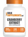BulkSupplements.com Cranberry Extract Kapsler - Cranberry Kosttilskud til mænd og kvinder, Urtetilskud - Vegan & Gluten Free, 1 Kapsel per servering (500mg), 240 Greve (pakke med 1)