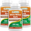 Bedste Naturals White Willow Bark 400 mg 180 kapsler (180 greve (pakning med 3))