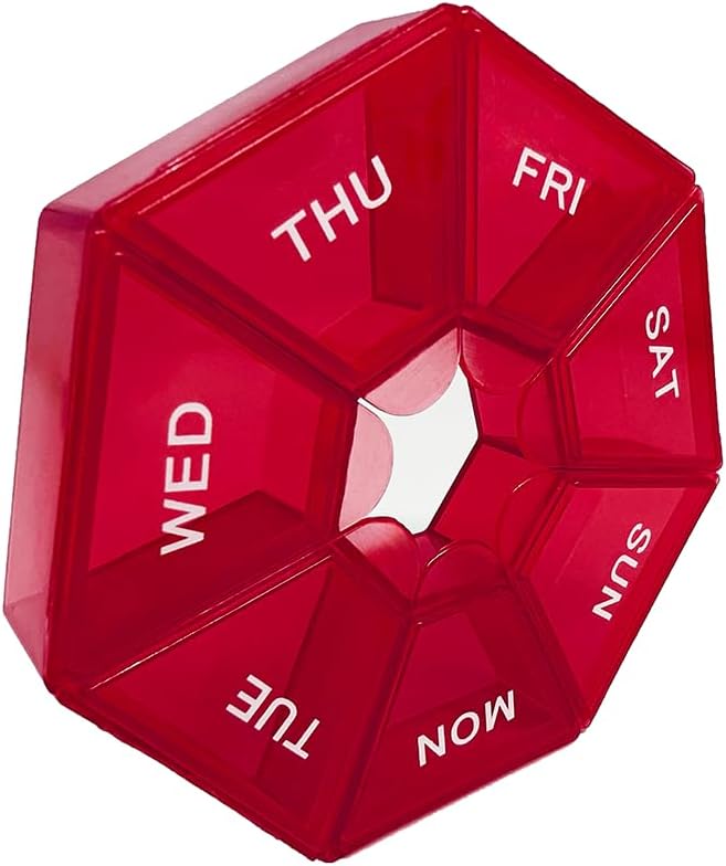 Red Daily Pill Organizer - 7 dage, 1 gang om dagen, Rejse Pill Case