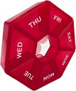 Red Daily Pill Organizer - 7 dage, 1 gang om dagen, Rejse Pill Case