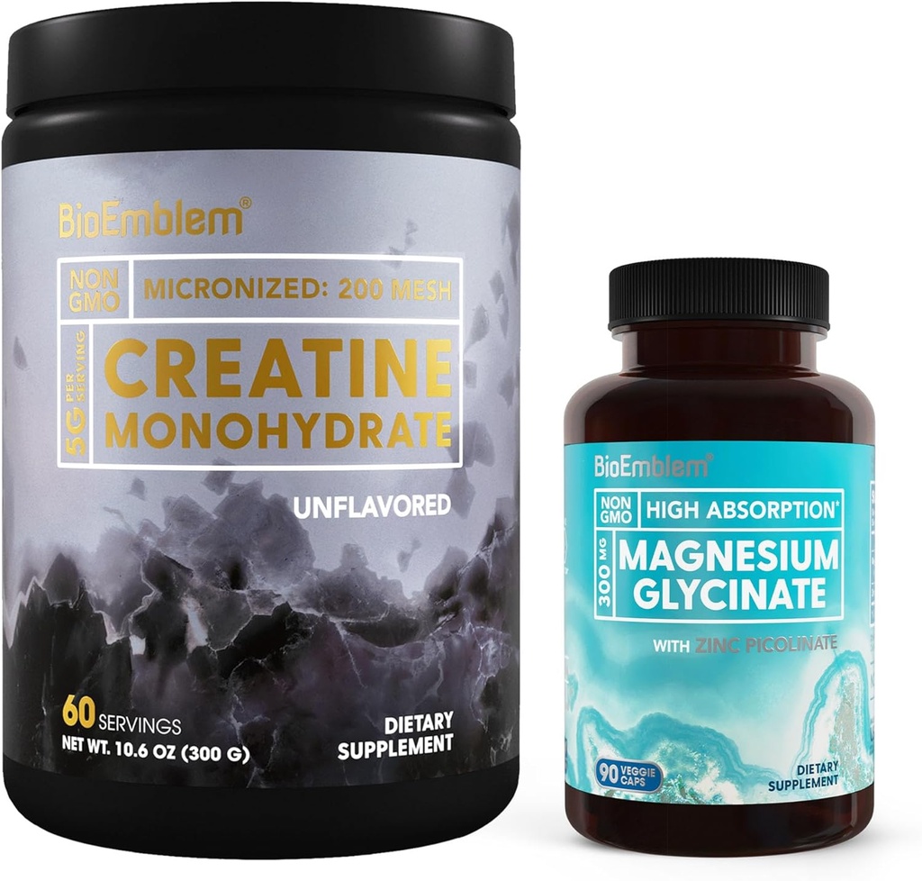BioEmblem Magnesium Glycinate with Zinc and Creatine Monohydrate Powder