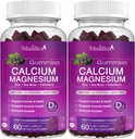 Calcium Magnesium Zink Gummier med høj absorption Magnesium Glycinat 200mg, Kalium - Plant Calcium Supplement w / D3 & Sea Moss for Ben, Muskler, Calm Mood & Sleep Support - Børn & voksne (2 Pack)