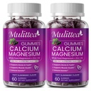 Calcium Magnesium Zink Gummier med høj absorption Magnesium Glycinat 200mg, Kalium - Plant Calcium Supplement w / D3 & Sea Moss for Ben, Muskler, Calm Mood & Sleep Support - Børn & voksne (2 Pack)