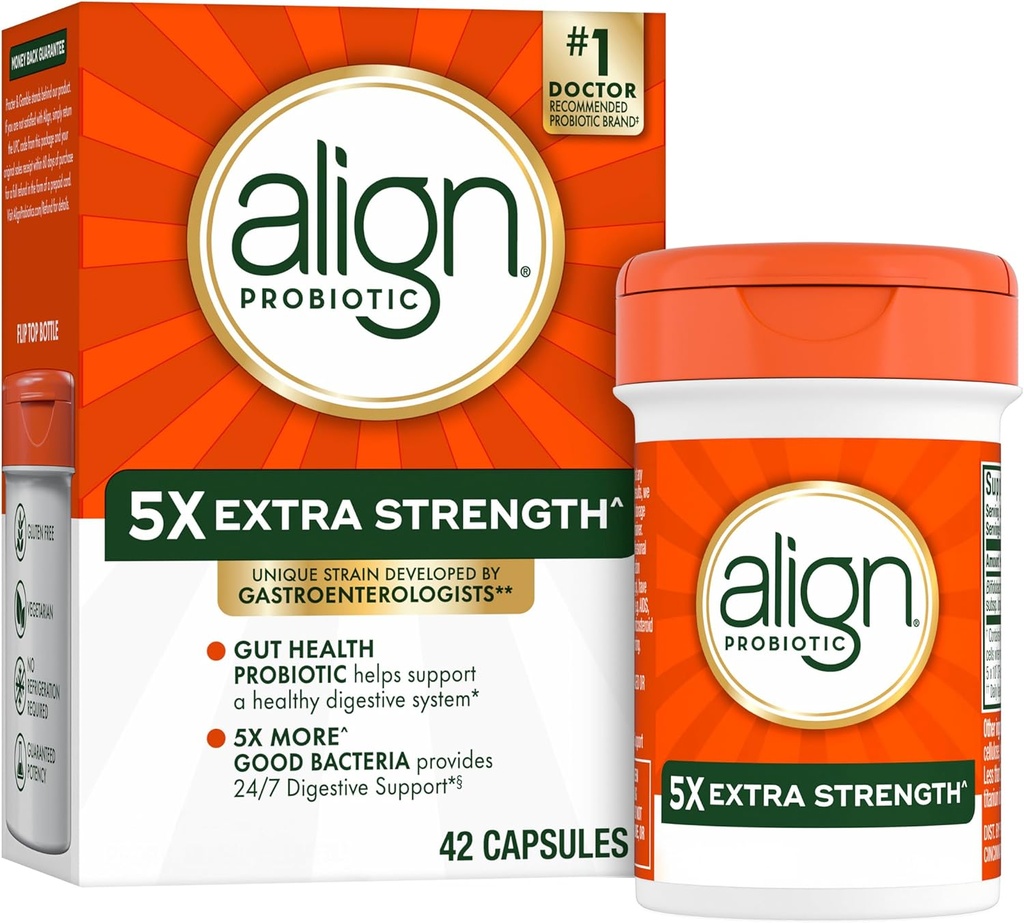 Align Probiotic, Extra Strength, Probiotics for Women and Men, Probiotics for Men, Probiotic Capsules have 5X CFUs^, 42 Capsules