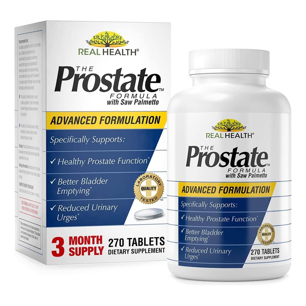 Real Health Prostata Formel - Prostata Kosttilskud til mænd, Prostata Sundhed, Prostata Relief, Saw Palmetto til mænd, Prostata Vitaminer - 270 Greve