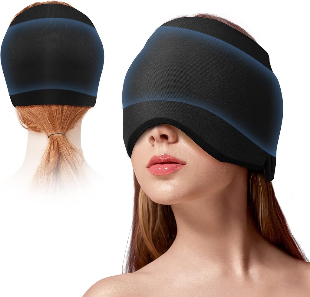 Migræne Ice Head Wrap Hovedpine Relief Hat for Migræne med kold & varm terapi Fleksibel Ice Head Wrap for Puffy Eyes Cold Compress Hovedpine Relief Cap for Spænding Sinus & Stress