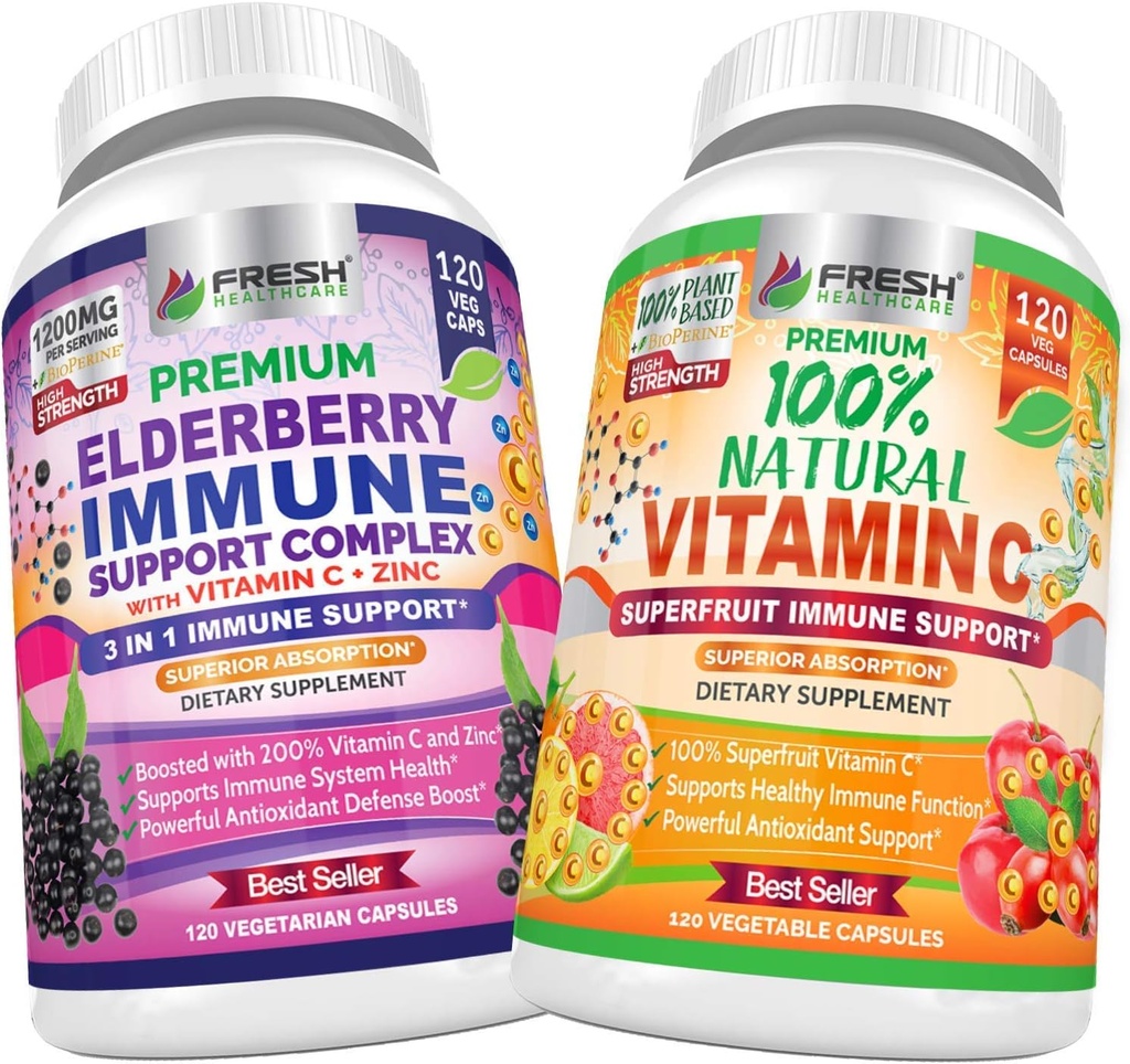 Elderberry Immune Support and Natural Vitamin C - Bundle