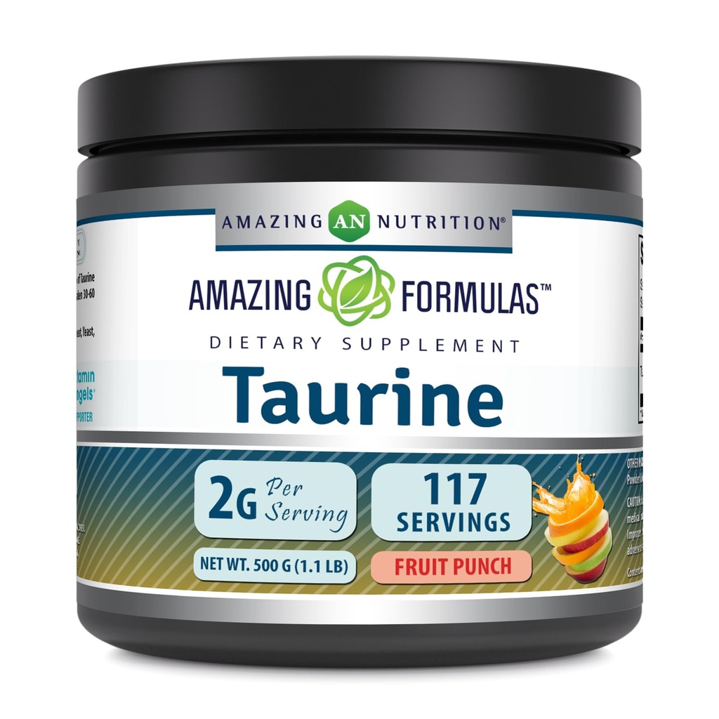 Amazing formulas Taurine 500 Grams (1.1 Lb) Powder Supplement XX 124; 2000 mg Per Servering XX 124; 111 Servering XX 124; Non- Gmo XX 124; Gluten Free