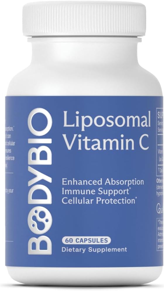 BodyBio Liposomal C-vitamin - kraftig antioxidant til immunforsvar og cellulær sundhed, Pure Ascorbic Acid med maksimal absorption