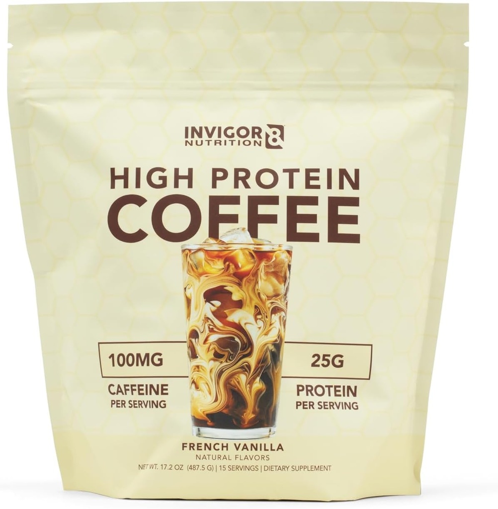 High Protein Coffee Powder 25 Grams Whey Isolate100mg Natural Green Tea Caffeine | 0 Added Sugar Keto Gluten Free 99.9% Lactose Free | Hot or Iced15 Serving 15 Servings (17 OZ, French Vanilla)