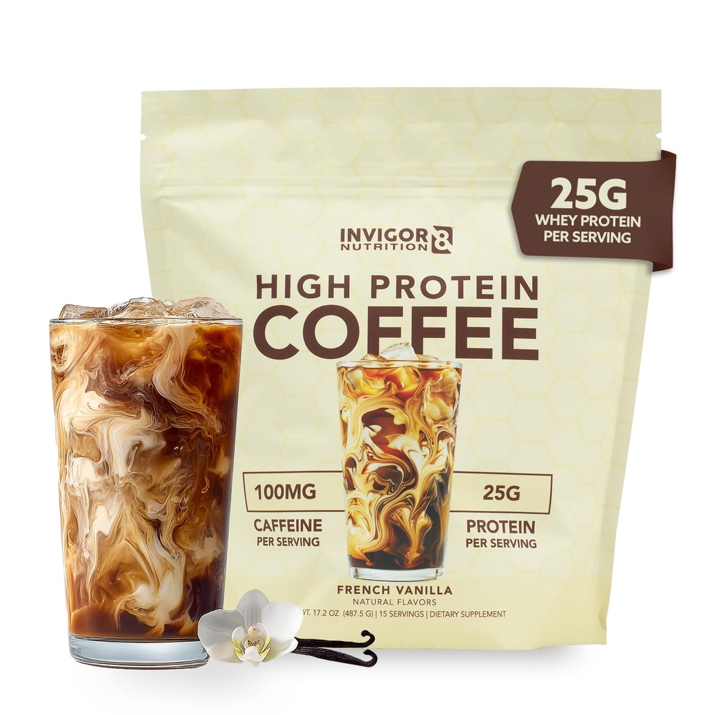 High Protein Coffee Powder 25 Grams Whey Isolate100mg Natural Green Tea Coffein Removal 124; 0 Tilføjet sukker Keto Gluten Gratis 99,9% Lactose Free Grams 124; Hot eller Iced15 Servering 15 Servering (17 OZ, fransk Vanilla)
