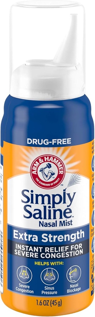 Arm & Hammer Simply Saline Nasal Mist Extra Strength, Svær Congestion, 1.6 Ounce