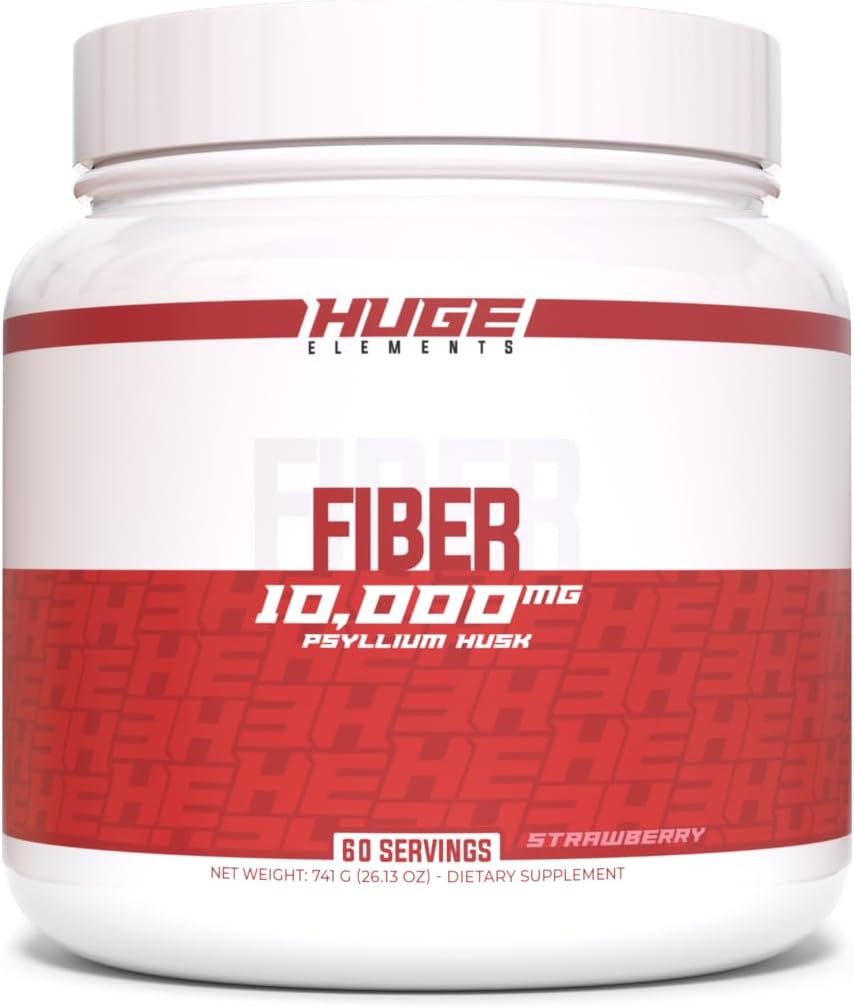 Kæmpe Kosttilskud Fiber, 10 Bedste Premium Psyllium Husk pulver, Opløselig Fiber til fordøjelsesmæssige sundhed & funktioner, Naturlig Prebiotic med lækre flavors (60 Servere) (Jordbær)