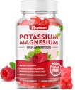 Kalium Magnesium supplement Gummier for voksne børn, Sugar- Free Kalium Citrate Gummies understøtter ben kramper & muskel & hjerte sundhed, Vegan Magnesium Glycinate Gummies Raspberry Flavor 60 Cts