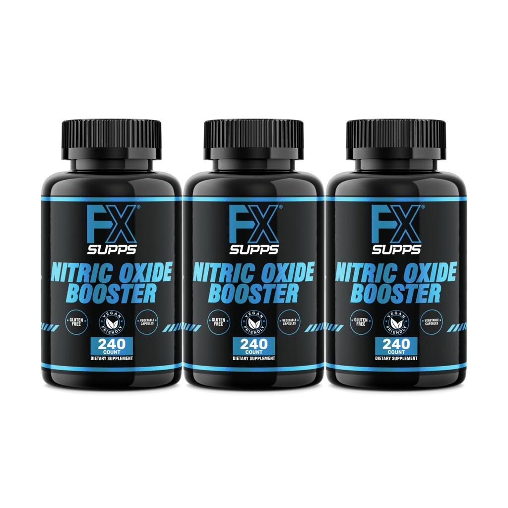 FXSUPPS Nitrooxide Booster - Nitrooxid Pre Workout Supplement med L- Arginin og Beta alanin for energi, vaskularitet, Muskelpumpe, Heart Health, og Blood Flow, 240 Count (3- Pack)