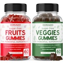 Frugt og grøntsager supplement (120 Gummies) - Premium Sugar- Free Superfood Super Green & Fruit Gummies for voksne - Immunity Support til mænd og kvinder - Ikke GMO, Vegan Safe & Made i USA