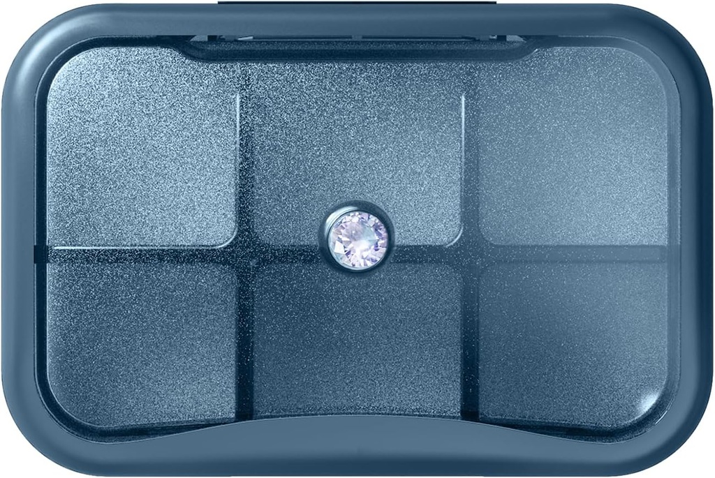 6 Segment Rejser Pill Organizer, Lille Pill Box til purse, Pocket Daily Pill sag Portable Medicin Pill Container, Ugentlig Vitamin Holder Organizer (Blå med Rhinestone)