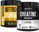 Jacked Factory Nitrovolume Build Pre Workout med Creatin for Muscle Building (30 Servings, Arctic White) & Creatin monohydrat pulver til Muscle Growth & Øget Styrke (30 Servings, Unflavored)