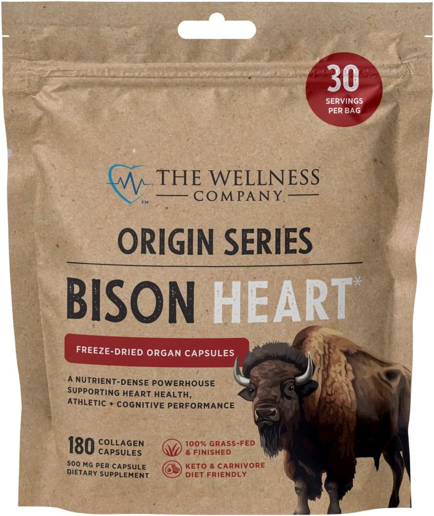 The Wellness Company Bison Heart Budd124; 180 Collagen kapsler (1 måned Tilgang)