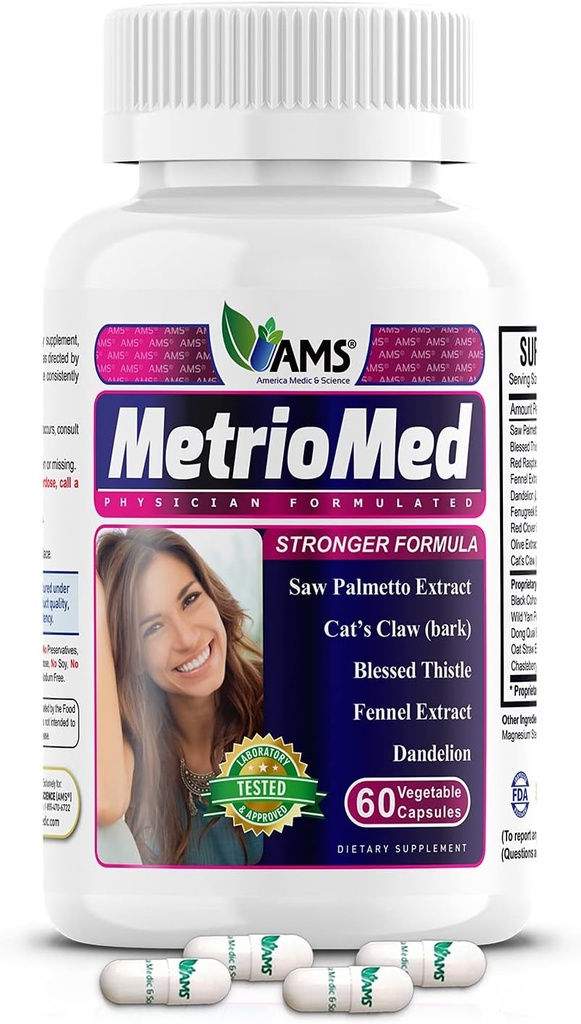 America Medic & Science MetrioMed 60 Capsules Medical 124; Fertility Supplement for kvinder; 124; Organic Pills med Black Cohosh, Chasteberry og Red Clover Urter