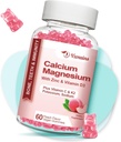 Høj Absorption Calcium Gummier, Sukker Gratis Calcium Magnesium Zink Gummier med vitamin D3 til mænd og kvinder, Peach Flavored 60 Cts