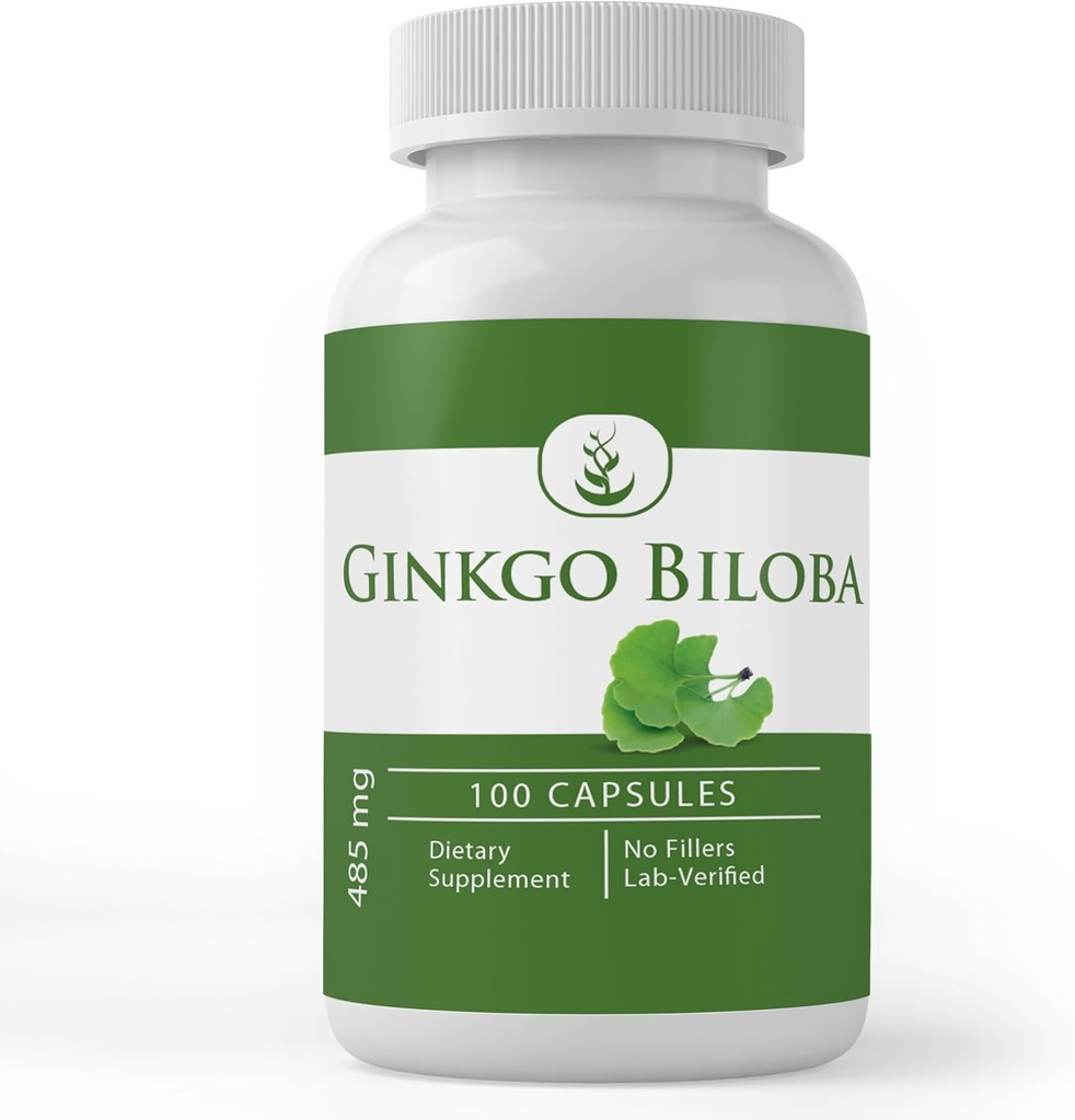 PURE ORIGINAL INGREDIENSER Ginkgo Biloba, (100 kapsler) Altid ren, ingen tilsætningsstoffer eller fyldstoffer, Lab Verified