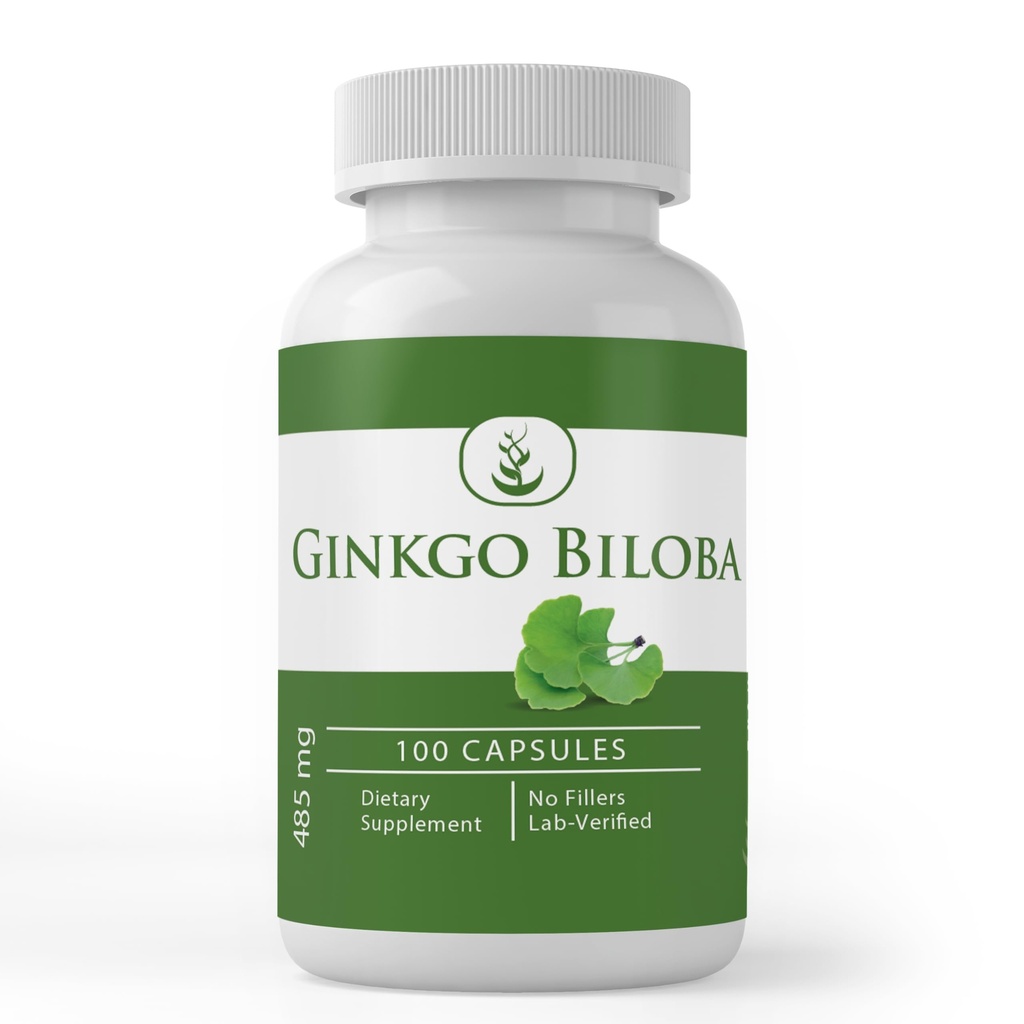 PURE ORIGINAL INGREDIENSER Ginkgo Biloba, (100 kapsler) Altid ren, ingen tilsætningsstoffer eller fyldstoffer, Lab Verified