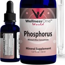 WellnessOne Ionic Phosphorus Supplements - Phosphorus Liquid from Ortho Phosphoric Acid for Teeth, Bone Health, & Energy Support - Non-GMO, Vegan, Gluten Free - 1.67 fl oz