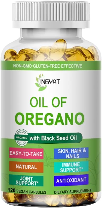 Olie af Oregano Softgels, Organics Oil af Oregano med Black Seed Oil til immunstøtte fordøjelsesmæssig sundhed sæsoniske Herbal, High Carvacrol & Thymoquinone Oregano Oil, Plant baseret, non-GMO, 120 Tæl