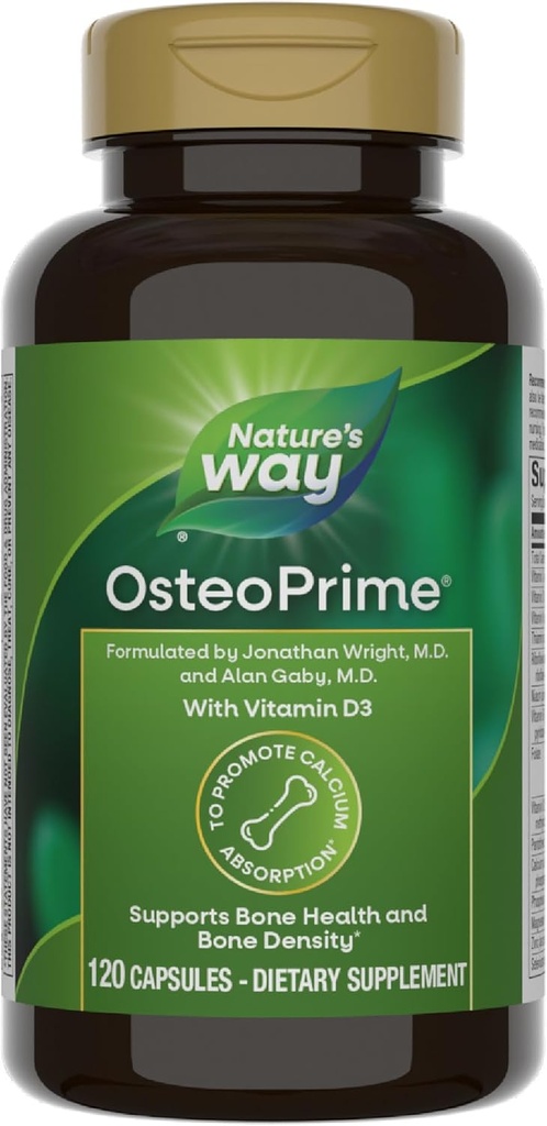 Nature 's Way OsteoPrime, Understøtter Bone Sundhed og densitet *, Vitamin D3, Gluten Free, 120 Vegetariske Kapsler (Packaging May Vary)