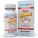 Superior Source Kid 's Vitamin C Clean Melts - Immun Support for Children - Mindre Sukker - Non- GMO, Gluten- Free & Preservative- Free - 90 MicroLingual Instant- Dissolse Tablets