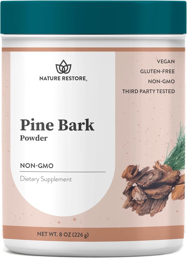 Nature Restore Pine Bark Extract Powder, 8 ounces / 226 Bedste, Standardiseret til 95 Procent Proanthocyanidin, Vegan, Gluten Free, Ikke GMO