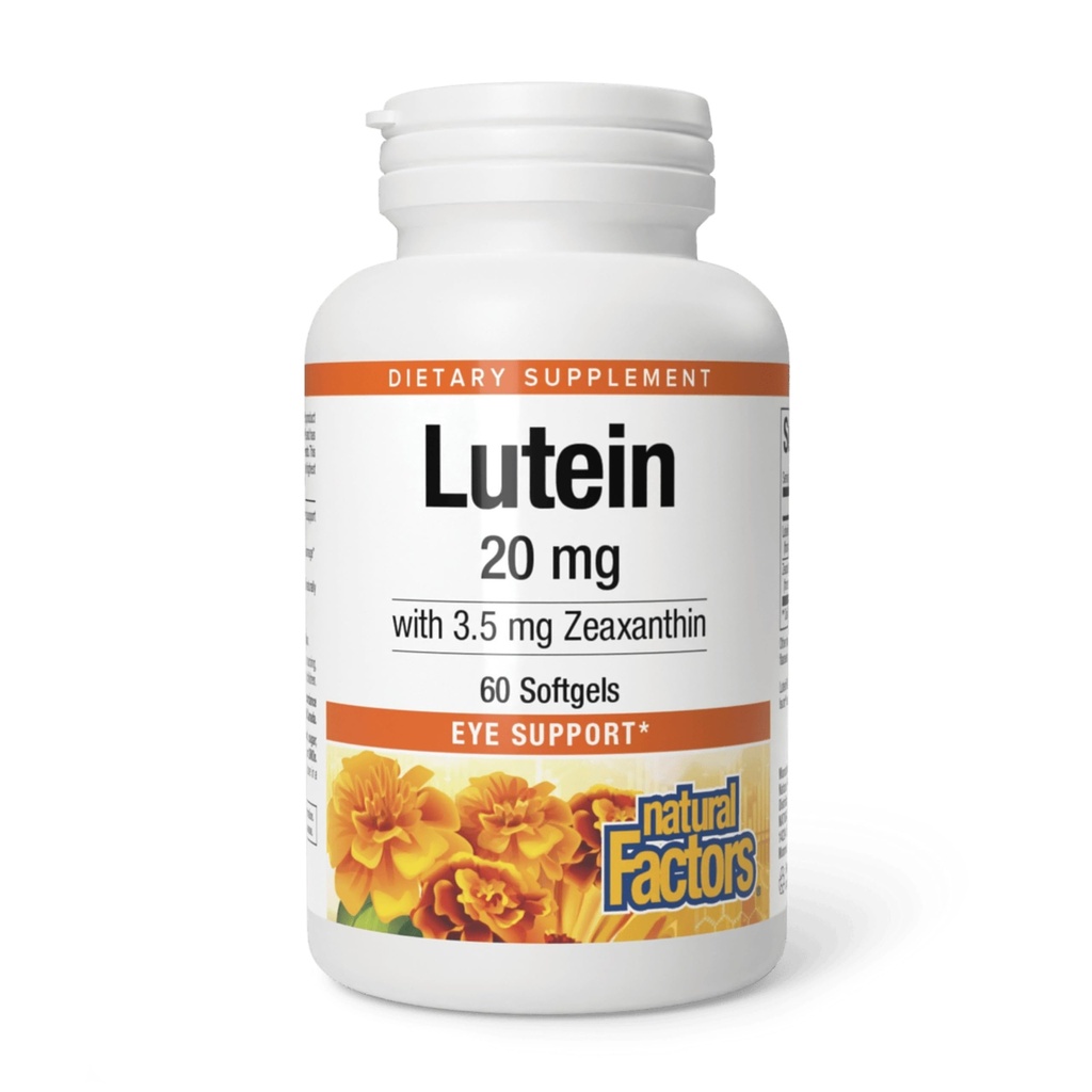 Naturlige faktorer - Lutein 20mg, Naturlig antioxidant til støtte øje sundhed, 60 Soft Gels