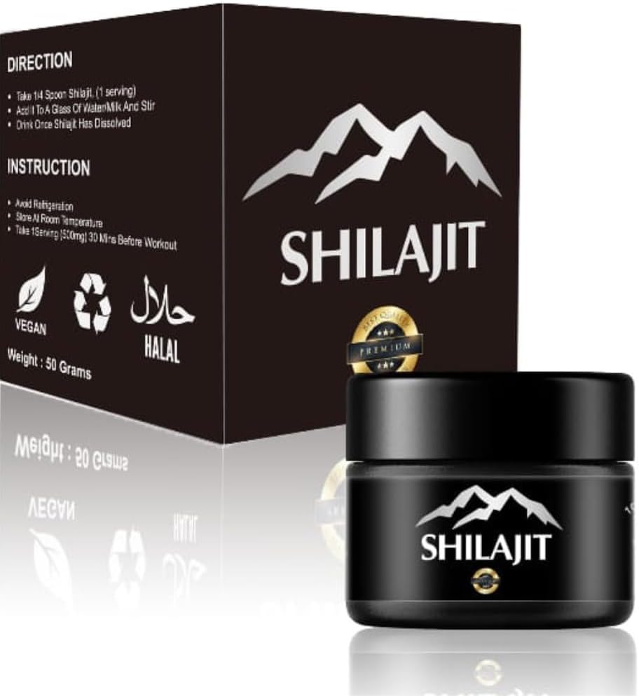 Shilajit Resin med Fulvic Acid & Trace Minerals, Original Sibirian Pure Shilajit med 85 + Humanic Acid, Support Metabolisme & Immunsystemet - 100 Servering / 1.7 Oz