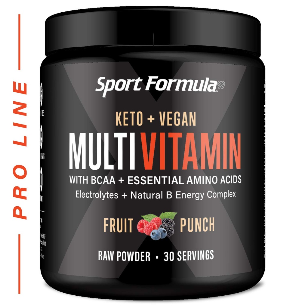 Multivitamin pulver - Drik mix til mænd kvinder BCAA Aminosyrer vil ikke opsætte din mave - Keto Vegan Multivitamin Fruit Punch - Elektrolytter Super B Complex fordøjelsesmiddel