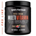 Multivitamin pulver - Drik mix til mænd kvinder BCAA Aminosyrer vil ikke opsætte din mave - Keto Vegan Multivitamin Fruit Punch - Elektrolytter Super B Complex fordøjelsesmiddel