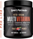 Multivitamin pulver - Drik mix til mænd kvinder BCAA Aminosyrer vil ikke opsætte din mave - Keto Vegan Multivitamin Fruit Punch - Elektrolytter Super B Complex fordøjelsesmiddel