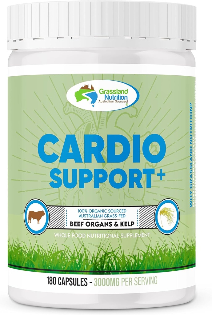 GRASSLAND NUTRITION 100% Økologisk Australsk: Cardio Support Beef Organe Blend - CoQ10, B12, Jod (180 kapsler)