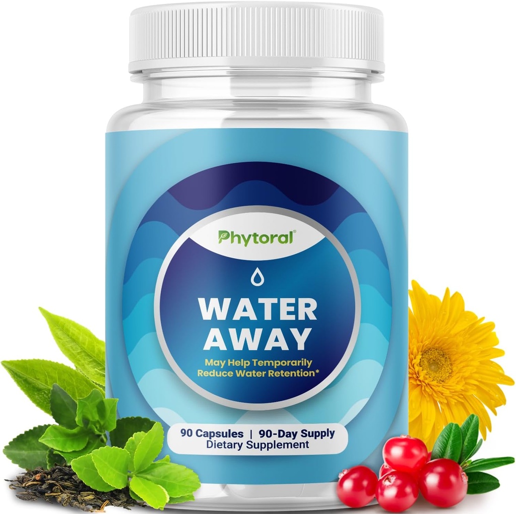 Water Retention Pills for Women & Men - Herbal Diuretic Supplements - Fluid Retention Supplement with Dandelion Leaf Extract & Green Tea for Bloating Relief - Pills for Leg & Feet Swelling - 90 Count