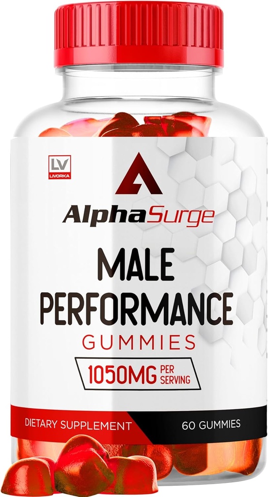 LIVORDA Alpha Surge for Mænd - Alpha Surge Gummies for Mand, Alfa Surge Gummies 1050mg, Alpha Surge XL Gummie, Alphasureme Gummies, Alfa Surge Gummies, Alpha Sugre Mand, 60 Gummies for 1 Måned