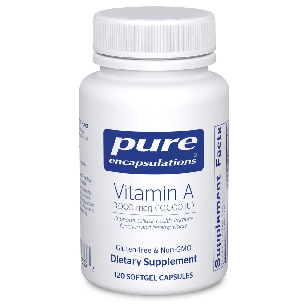 Pure indkapslinger Vitamin A - 3.000 mcg - fra torsk leverolie - immunforsvar og Vision Support * - Vitamin A Palmitat supplement - Non- GMO - 120 Softgel kapsler