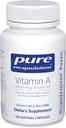 Pure indkapslinger Vitamin A - 3.000 mcg - fra torsk leverolie - immunforsvar og Vision Support * - Vitamin A Palmitat supplement - Non- GMO - 120 Softgel kapsler