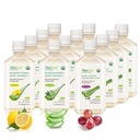 AloeCure Organic Aloe Vera Juice - 12 flaske prøve pakke - Grape, Lemon, Natural Flavor, 12x500ml
