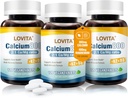 Lovita Calcium Citrate 800 mg med Magnesium, D3- vitamin & K2, Bone Strength & Density Supplement for kvinder & mænd, Understøtter tænder, immunforsvar, Gluten Free, Non- GMO, 360 Veganske tabletter